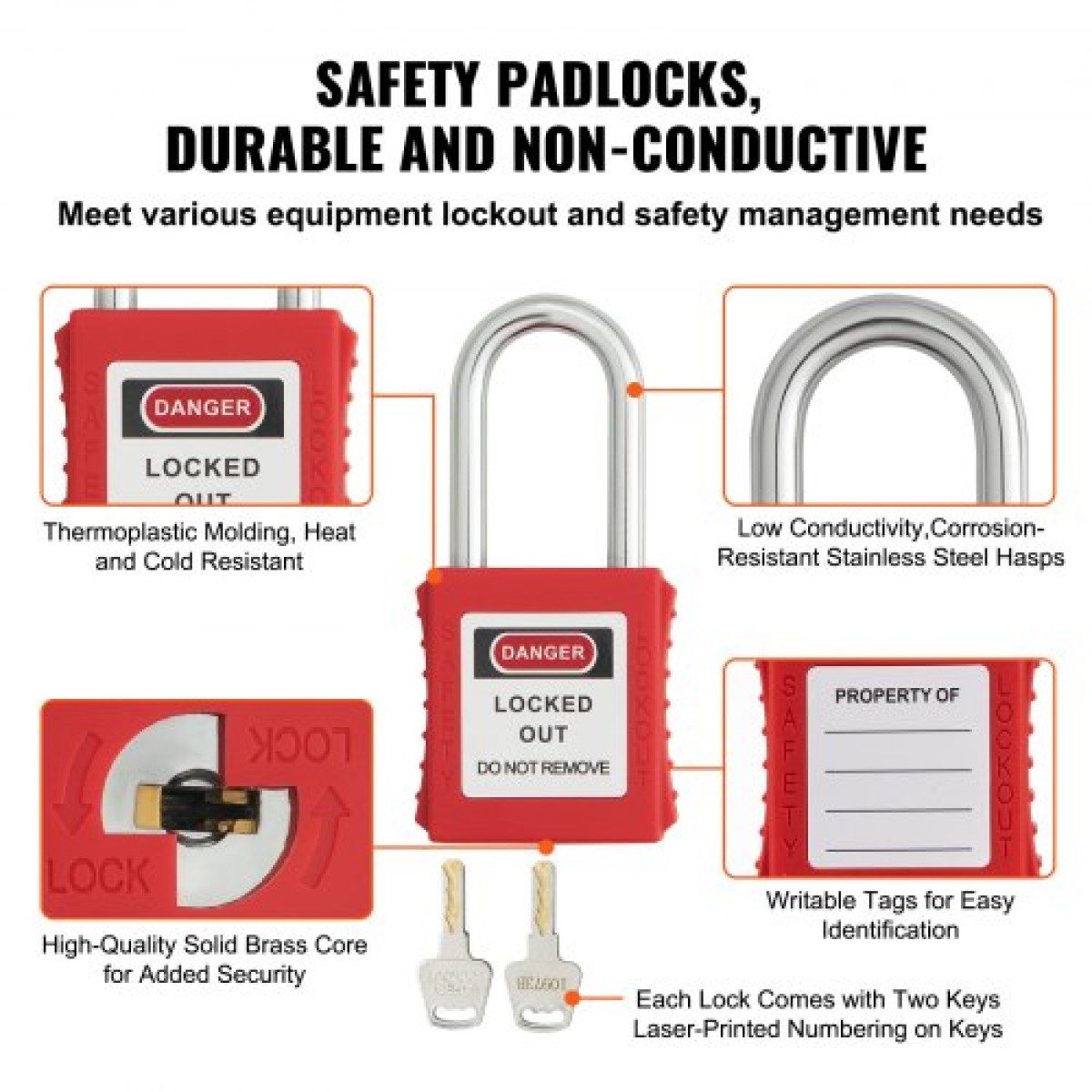 VEVOR Electrical Lockout Tagout Kit, 60 PCS Safety Lockout Tagout Station Περιλαμβάνει λουκέτα, Hasps, Tags, Nylon Ties, Expansion Kit και Lockout Station Board, για βιομηχανική, ηλεκτρική ενέργεια
