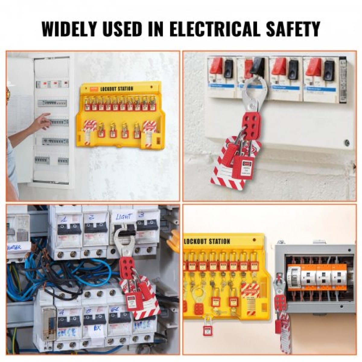 VEVOR Electrical Lockout Tagout Kit, 60 PCS Safety Lockout Tagout Station Περιλαμβάνει λουκέτα, Hasps, Tags, Nylon Ties, Expansion Kit και Lockout Station Board, για βιομηχανική, ηλεκτρική ενέργεια