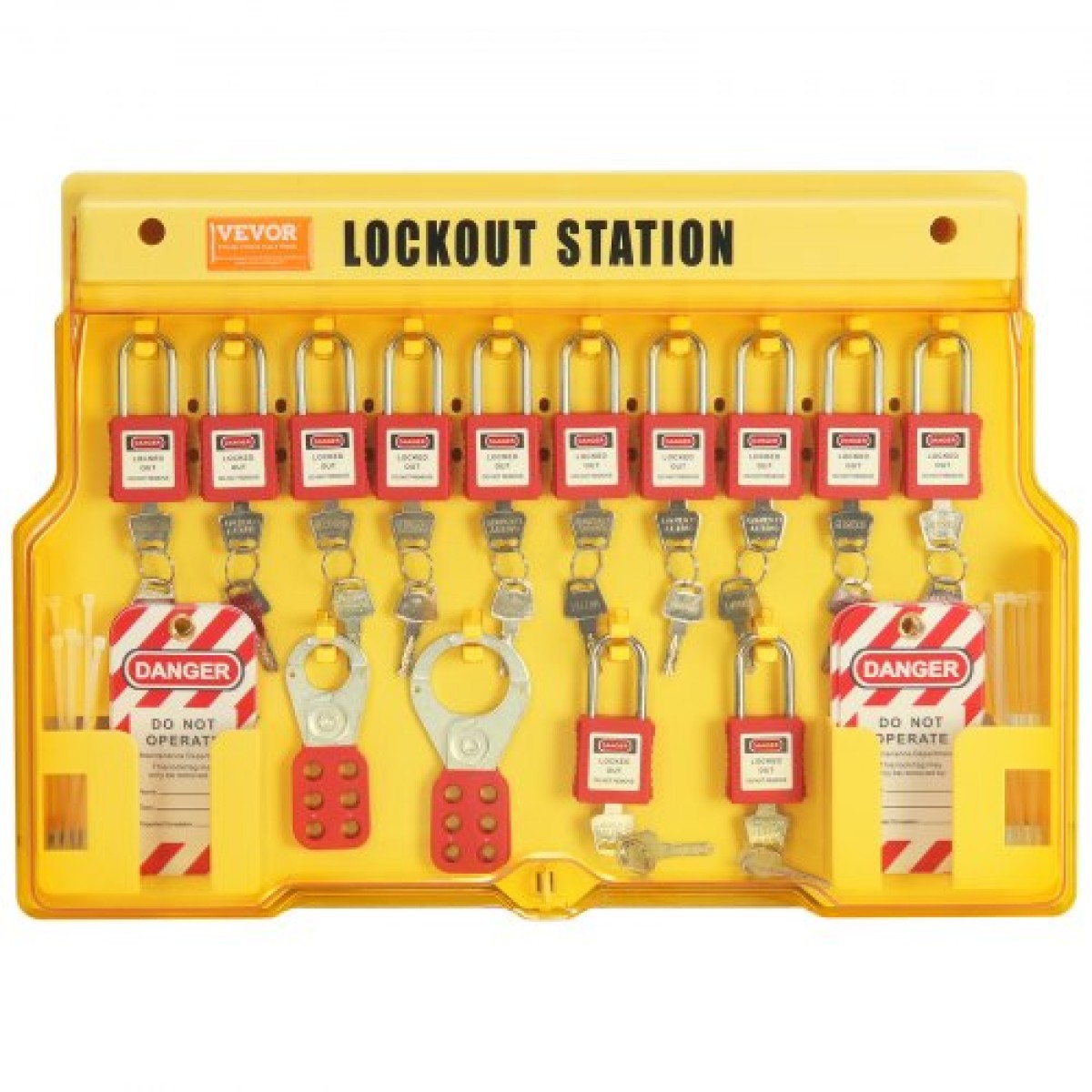 VEVOR Electrical Lockout Tagout Kit, 60 PCS Safety Lockout Tagout Station Περιλαμβάνει λουκέτα, Hasps, Tags, Nylon Ties, Expansion Kit και Lockout Station Board, για βιομηχανική, ηλεκτρική ενέργεια