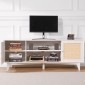 Βάση τηλεόρασης VEVOR Rattan 191cm Ντουλάπι τηλεόρασης Boho Ντουλάπι τηλεόρασης Λευκό