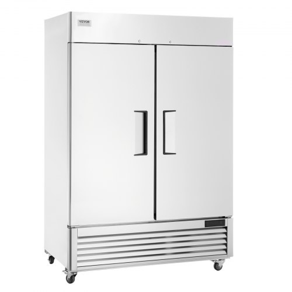 Επαγγελματικό Ψυγείο VEVOR 38,83 Cu.ft, Reach In όρθιο ψυγείο με 2 πόρτες, αυτόματη απόψυξη από ανοξείδωτο ατσάλι Reach-in ψυγείο με 6 ράφια, έλεγχο θερμοκρασίας 28,4 έως 46,4 ° F και 4 τροχούς