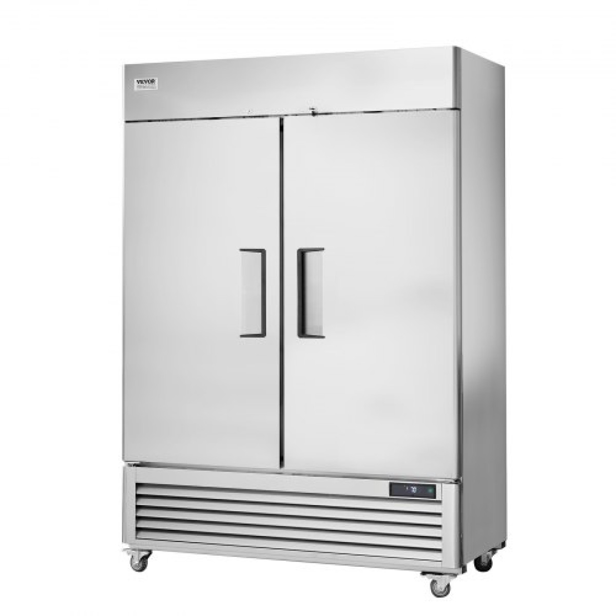 Επαγγελματικό Ψυγείο VEVOR 38,83 Cu.ft, Reach In όρθιο ψυγείο με 2 πόρτες, αυτόματη απόψυξη από ανοξείδωτο ατσάλι Reach-in ψυγείο με 6 ράφια, έλεγχο θερμοκρασίας 28,4 έως 46,4 ° F και 4 τροχούς