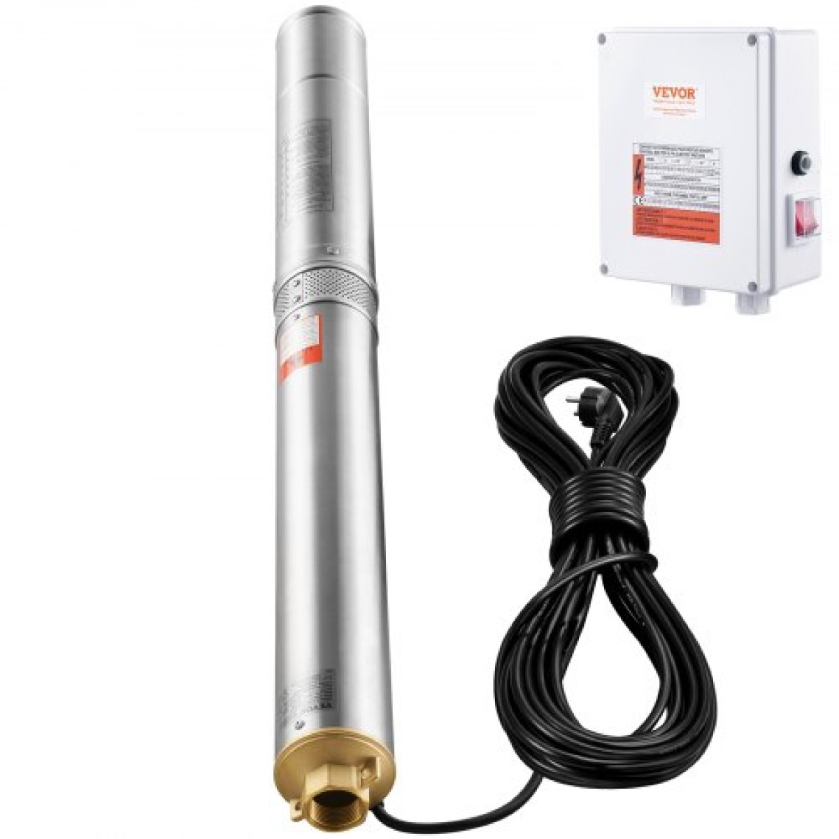 Υποβρύχια αντλία VEVOR Deep Well, 2200W 230V, 9,8 m³/h Ροή 144 m Κεφαλή, με καλώδιο 19,4 m & εξωτερικό κιβώτιο ελέγχου, Αντλίες νερού από ανοξείδωτο χάλυβα για βιομηχανική άρδευση και οικιακή χρήση, IP68 αδιάβροχο