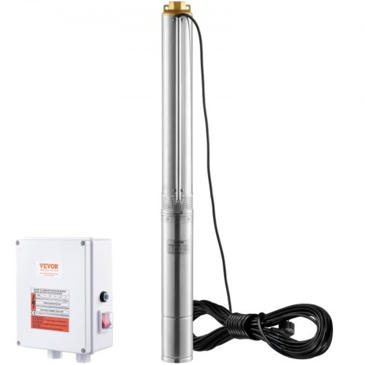 Υποβρύχια αντλία VEVOR Deep Well, 2200W 230V, 9,8 m³/h Ροή 144 m Κεφαλή, με καλώδιο 19,4 m & εξωτερικό κιβώτιο ελέγχου, Αντλίες νερού από ανοξείδωτο χάλυβα για βιομηχανική άρδευση και οικιακή χρήση, IP68 αδιάβροχο