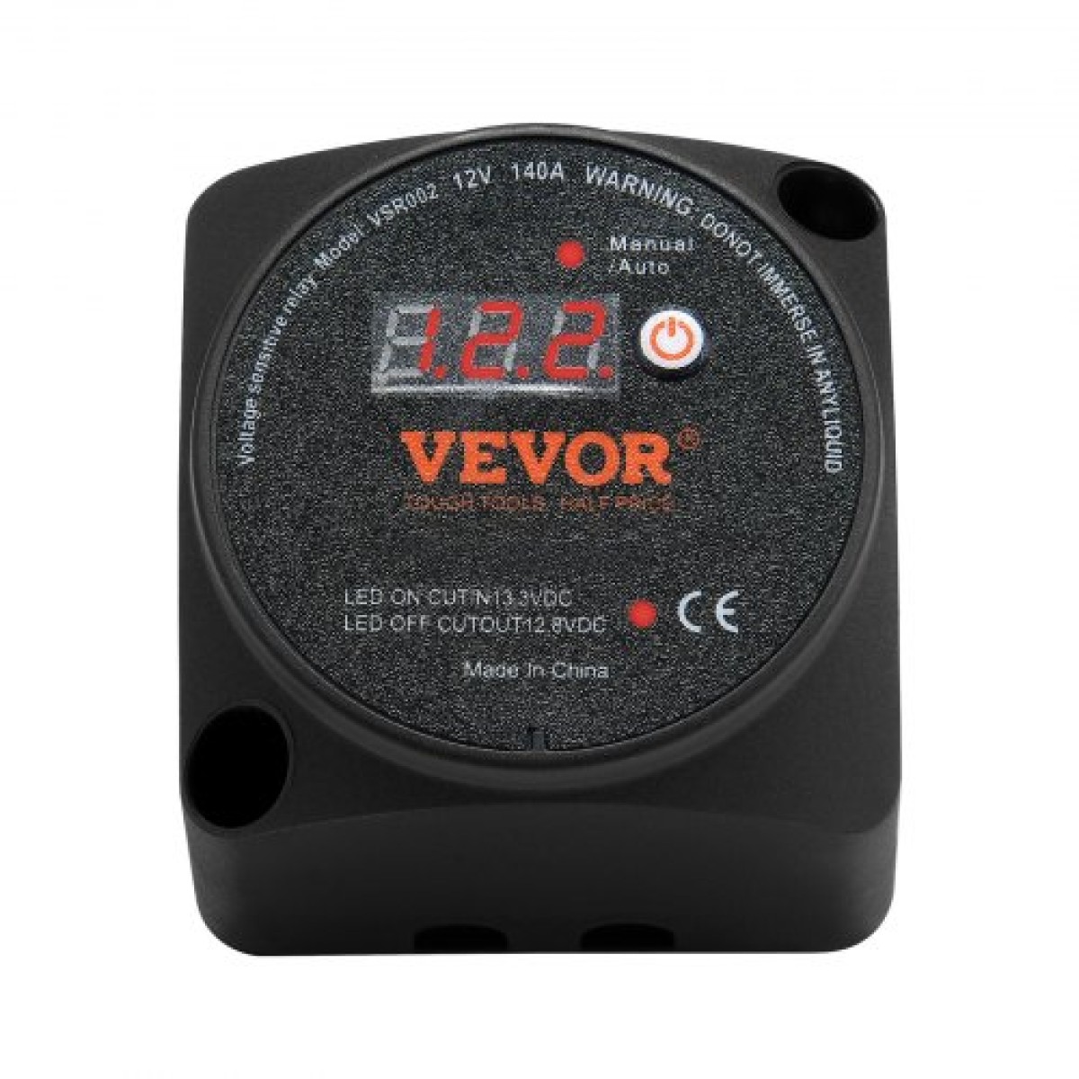 VEVOR Dual Battery Isolator Kit, 12V 140Amp, χειροκίνητες και αυτόματες λειτουργίες VSR Voltage Sensitive Relay με οθόνη LCD, Smart Battery Isolator for ATV UTV RV Camper Off-Road Vehicle Caravan Truck Boat Yacht