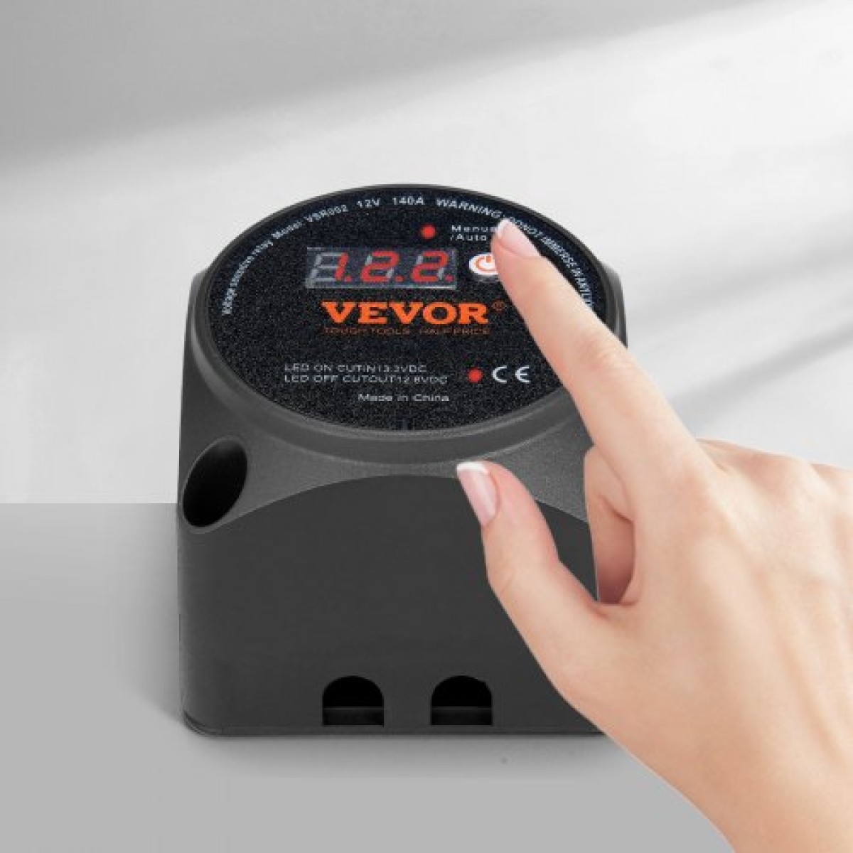 VEVOR Dual Battery Isolator Kit, 12V 140Amp, χειροκίνητες και αυτόματες λειτουργίες VSR Voltage Sensitive Relay με οθόνη LCD, Smart Battery Isolator for ATV UTV RV Camper Off-Road Vehicle Caravan Truck Boat Yacht