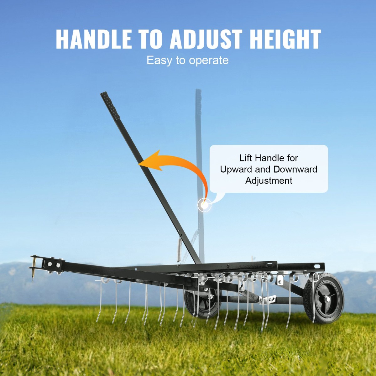 VEVOR Tow Behind Dethatcher, 40 ιντσών Row Dethatcher με 20 Spring Steel Tines, Lawn Dethatcher Rake για ATV ή Mower, Tow Behind Lawn Rake with Lift Handle for Garden Farm Grass
