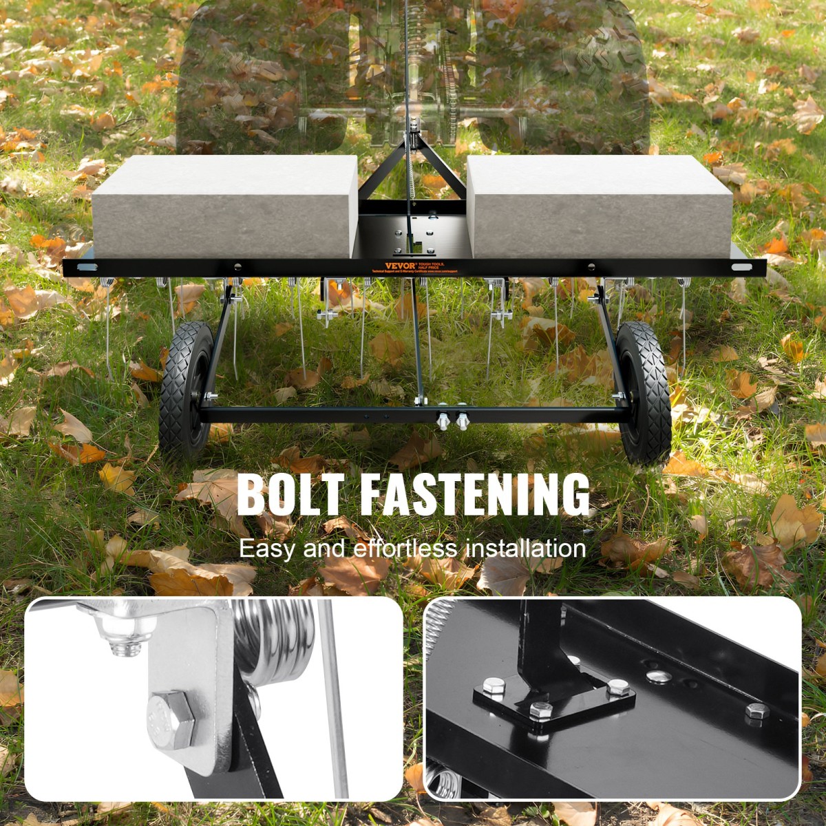 VEVOR Tow Behind Dethatcher, 40 ιντσών Row Dethatcher με 20 Spring Steel Tines, Lawn Dethatcher Rake για ATV ή Mower, Tow Behind Lawn Rake with Lift Handle for Garden Farm Grass