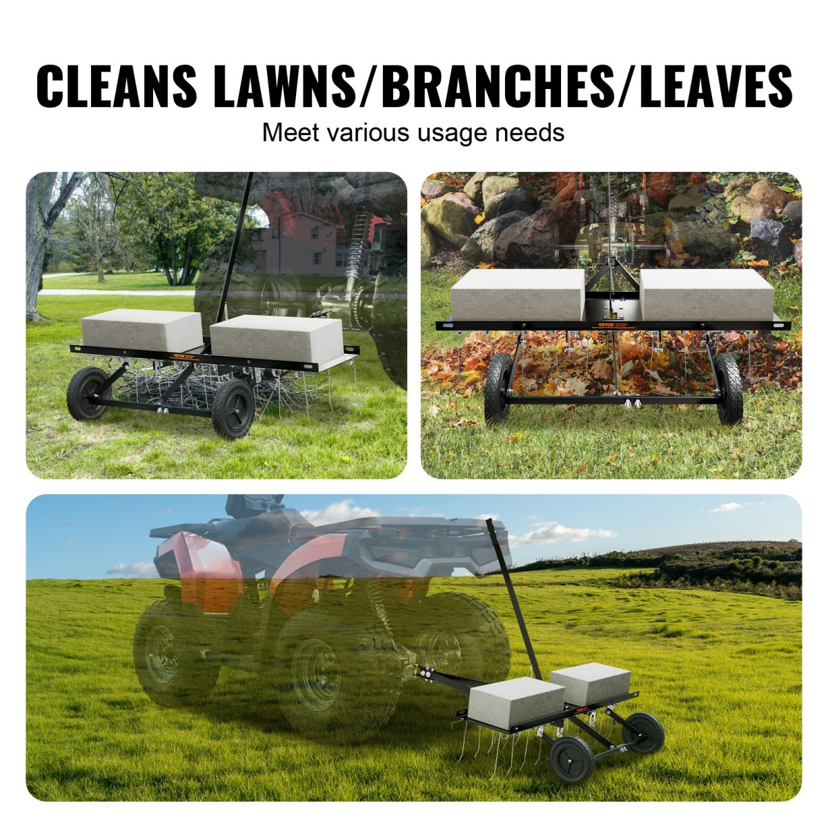 VEVOR Tow Behind Dethatcher, 40 ιντσών Row Dethatcher με 20 Spring Steel Tines, Lawn Dethatcher Rake για ATV ή Mower, Tow Behind Lawn Rake with Lift Handle for Garden Farm Grass