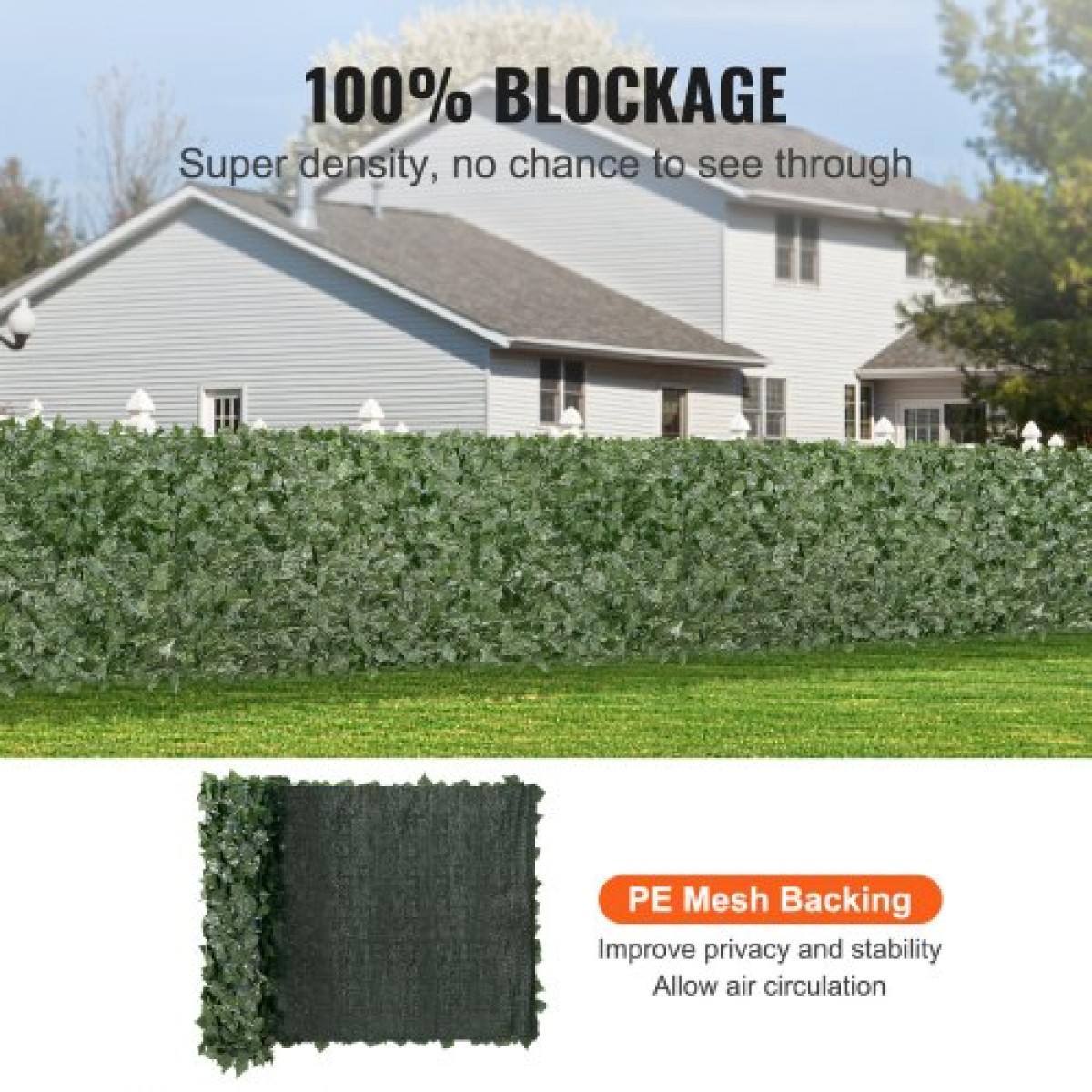 VEVOR Ivy Privacy Fence, 990 x 2490 mm τεχνητή πράσινη οθόνη τοίχου, πράσινος φράχτης κισσός με υφασμάτινη επένδυση και ενισχυμένη άρθρωση, ψεύτικο φράχτη διακόσμηση αμπελόφυλλων για εξωτερικό κήπο, αυλή