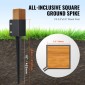 VEVOR Fence Post Anchor Ground Spike, 6 πακέτο 24 x 4 x 4 ίντσες εξωτερική διάμετρος (εσωτερική διάμετρος 3,5 x 3,5 ίντσες), μεταλλική μαύρη σκόνη με επίστρωση πάσσαλου, για κιγκλίδωμα κήπου κατάστρωμα γραμματοκιβωτίου