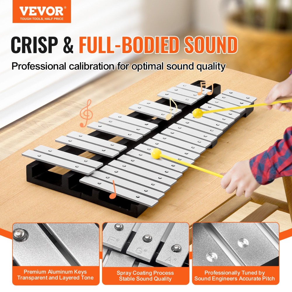VEVOR 30 Note Glockenspiel Bell Kit, Όργανο κρουστών με σφύλες, ντραμς και τσάντα μεταφοράς, Επαγγελματικό σετ οργάνων κρουστών Glockenspiel Xylophone για μαθητές και ενήλικες