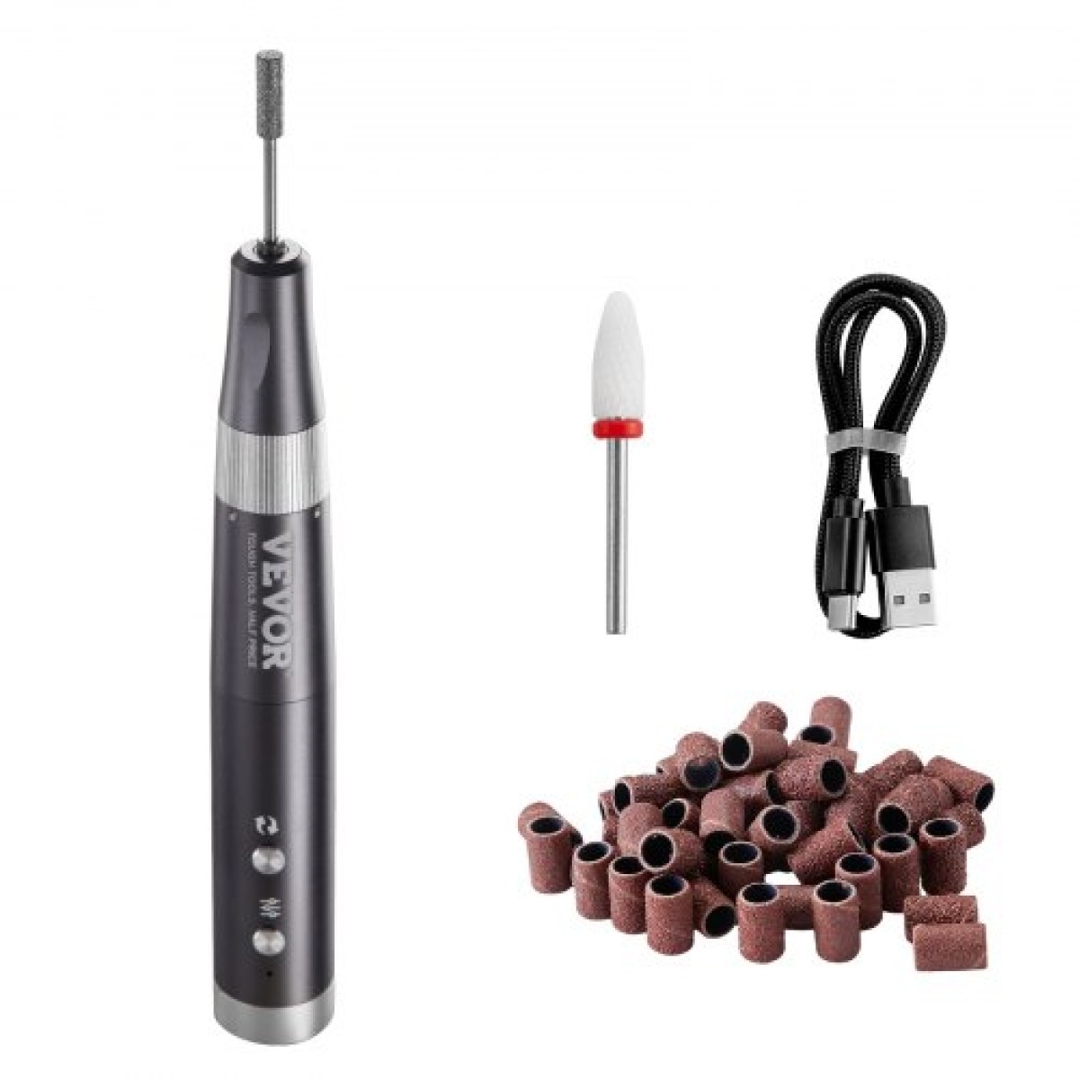 VEVOR Electric Cordless Nail Drill, 30.000 RPM επαναφορτιζόμενη μηχανή νυχιών E λίμας μεταβλητής ταχύτητας, φορητό γυαλιστικό μανικιούρ πεντικιούρ με 50 τεμ.