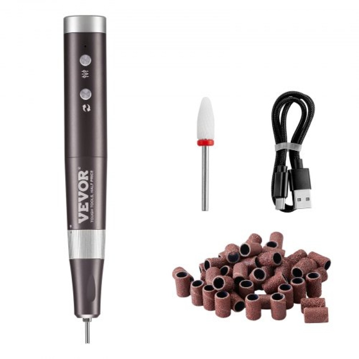 VEVOR Electric Cordless Nail Drill, 30.000 RPM επαναφορτιζόμενη μηχανή νυχιών E λίμας μεταβλητής ταχύτητας, φορητό γυαλιστικό μανικιούρ πεντικιούρ με 50 τεμ.
