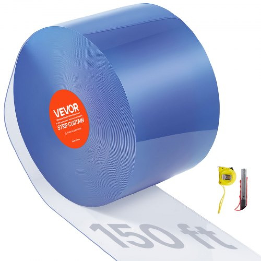 VEVOR Clear PVC λωρίδα κουρτίνας, 45,7 m μήκος x 20 cm πλάτος, πλαστική λωρίδα πόρτας μαζικό ρολό, λουρίδες κουρτινών Walk in Freezer Cooler για πόρτες σούπερ μάρκετ, γκαράζ, αποθήκη, αχυρώνα, σπίτι ζώων συντροφιάς