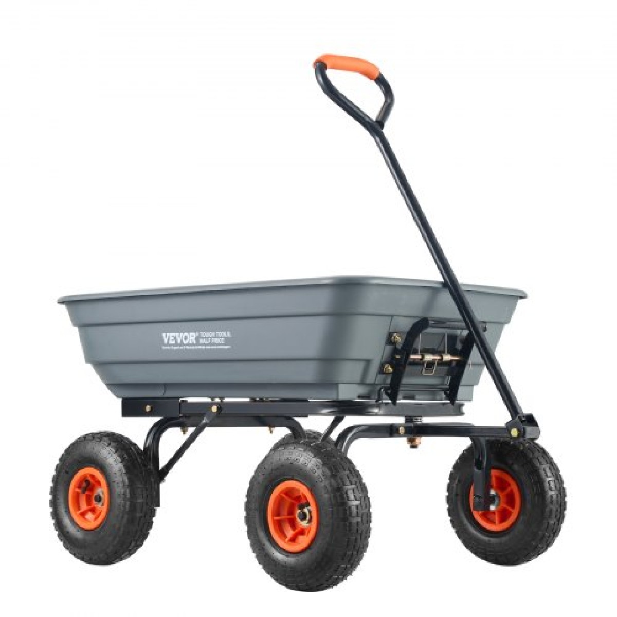 VEVOR Dump Cart, Poly Garden Dump Cart με εύκολο στη συναρμολόγηση ατσάλινο σκελετό, Dump wagon με 2-σε-1 Convertible λαβή, Utility Wheelbarrow 600 lbs, Ελαστικά 10 ιντσών