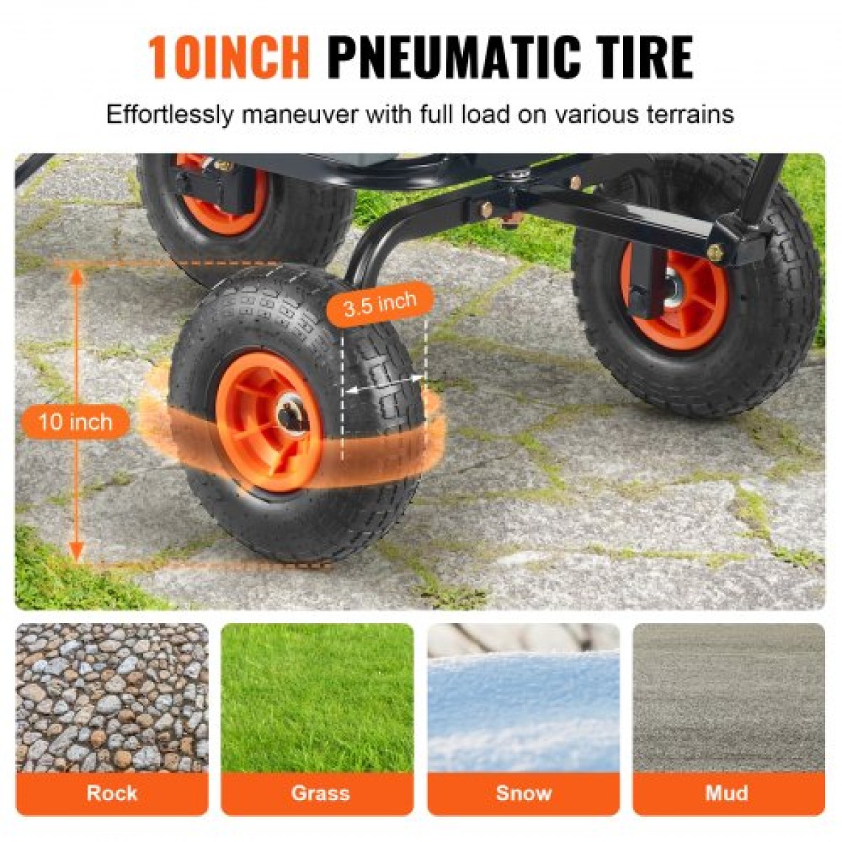 VEVOR Dump Cart, Poly Garden Dump Cart με εύκολο στη συναρμολόγηση ατσάλινο σκελετό, Dump wagon με 2-σε-1 Convertible λαβή, Utility Wheelbarrow 600 lbs, Ελαστικά 10 ιντσών