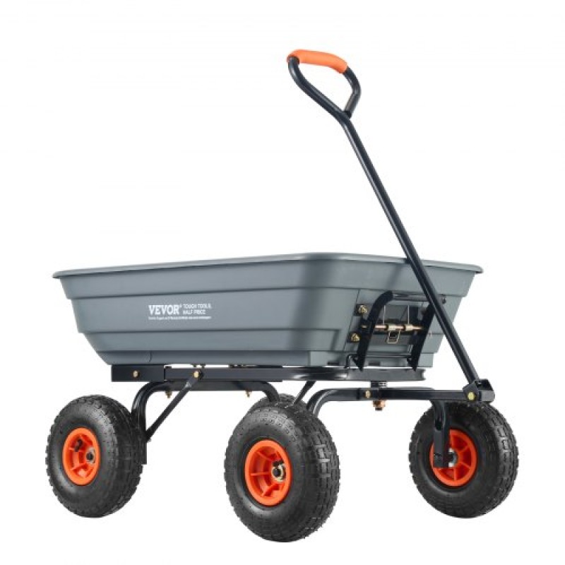 VEVOR Dump Cart, Poly Garden Dump Cart με εύκολο στη συναρμολόγηση ατσάλινο σκελετό, Dump wagon με 2-σε-1 Convertible λαβή, Utility Wheelbarrow 600 lbs, Ελαστικά 10 ιντσών