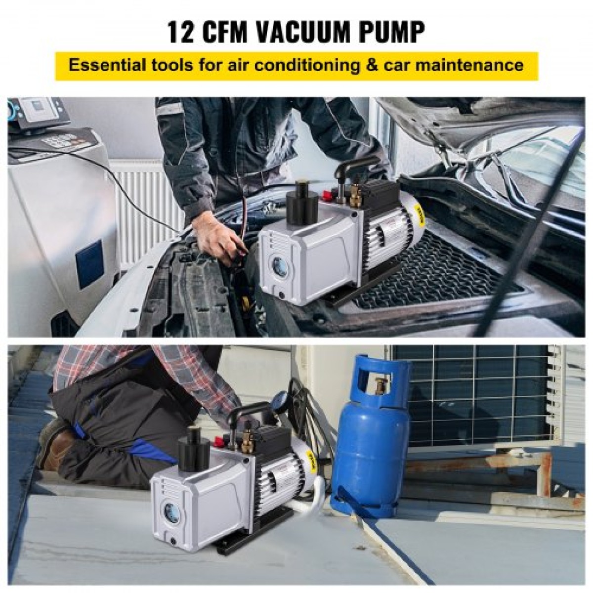 Αντλία κενού VEVOR Μονοστάδιο 340 L/min (12CFM) Θύρα εισόδου 1/4