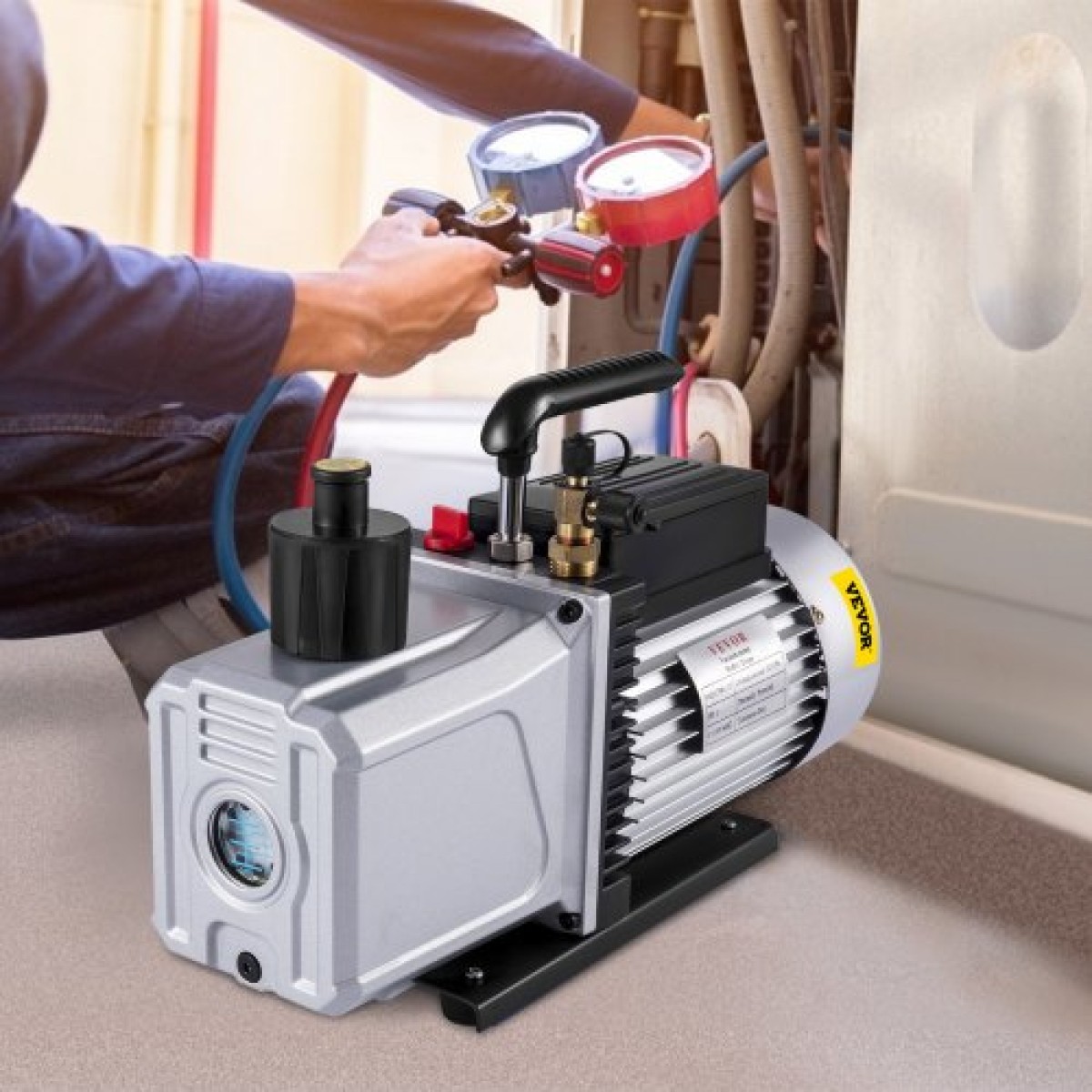 Αντλία κενού VEVOR Μονοστάδιο 340 L/min (12CFM) Θύρα εισόδου 1/4