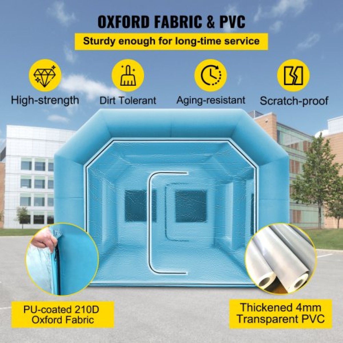 Φουσκωτή σκηνή VEVOR, 13 x 8 x 7 ft φουσκωτό θάλαμο ψεκασμού προσαρμοσμένη σκηνή, φουσκωτή σκηνή θαλάμου βαφής Σταθμός εργασίας 210D Oxford Fabric με 2 φυσητήρες