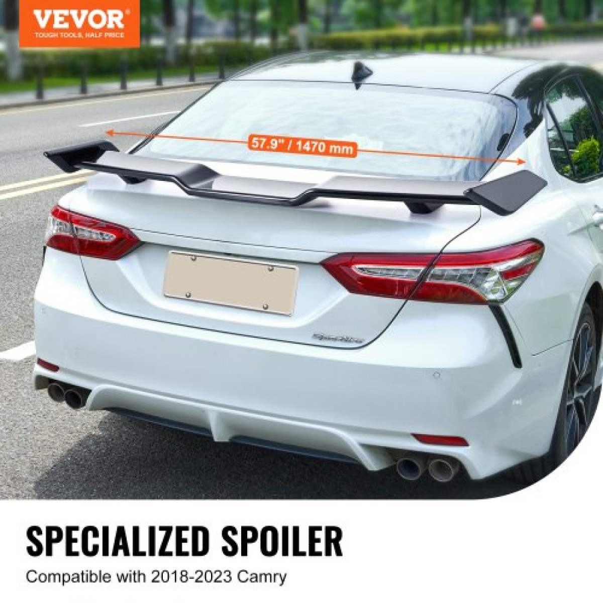 Αεροτομή αυτοκινήτου VEVOR GT, Spoiler 57,9 ιντσών, Συμβατό με Camry 2018-2023, Υλικό ABS υψηλής αντοχής, Βαφή ψησίματος, Πτέρυγα πίσω αεροτομής αυτοκινήτου, Αγωνιστικά σπόιλερ για αυτοκίνητα, γυαλιστερό μαύρο