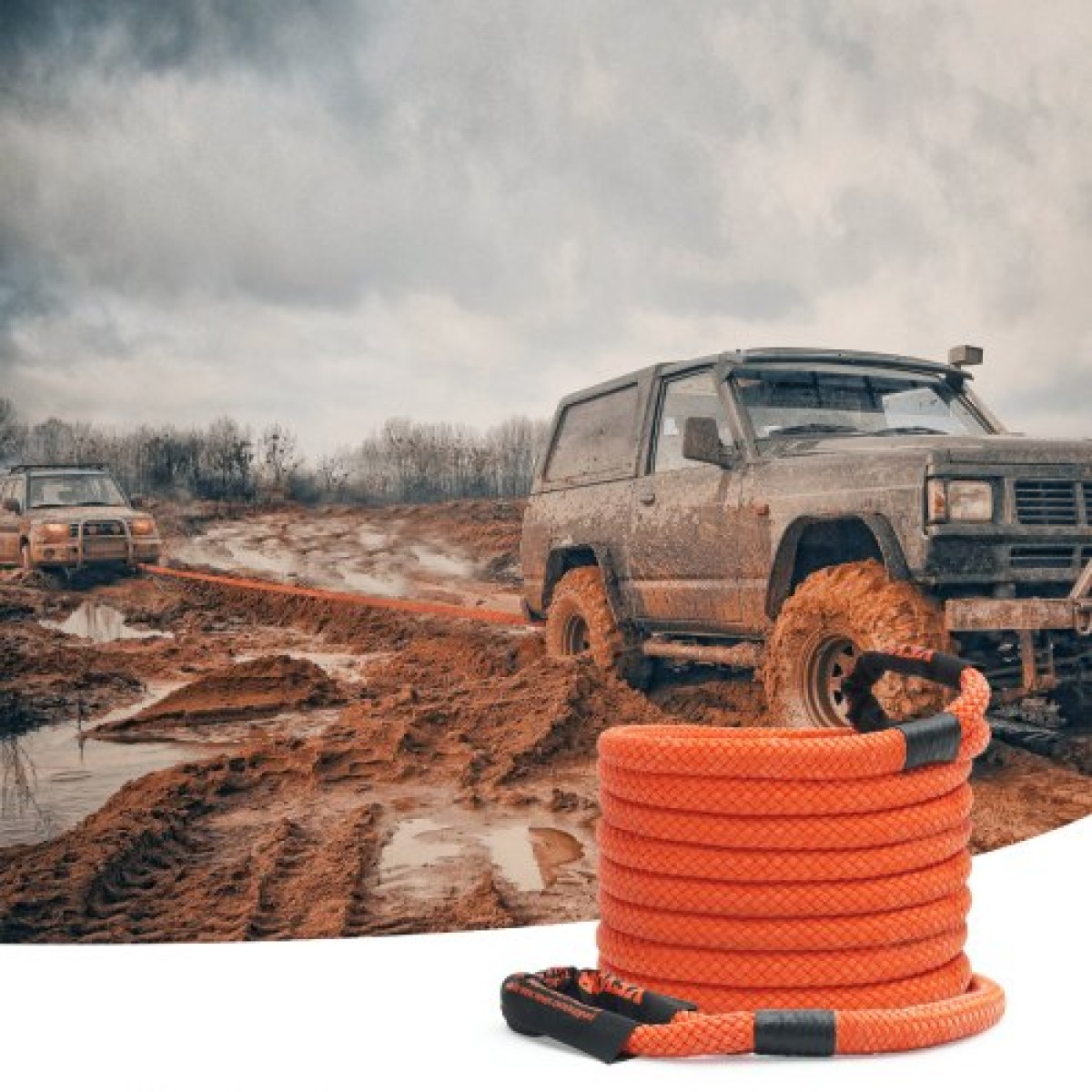 VEVOR 1" (2,54 cm) x 30'/9,1 m Kinetic Recovery Tow Rope 38.000 lbs/17.237,5 kg, Heavy-Duty Off Road Snatch Strap, Extreme Duty 30% Elasticity Energy Snatch Strap for Jeep Car SuV Truck ATV