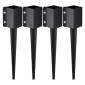 VEVOR Fence Post Anchor Ground Spike, 4 πακέτο 24 x 4 x 4 ίντσες εξωτερική διάμετρος (εσωτερική διάμετρος 3,5 x 3,5 ίντσες), μεταλλική μαύρη σκόνη με επίστρωση πάσσαλου, για κιγκλίδωμα κήπου κατάστρωμα γραμματοκιβωτίου