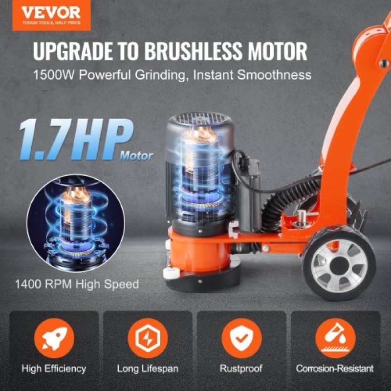 Μύλος δαπέδου σκυροδέματος VEVOR 7"/17,8 cm Walk-Behind Polisher 2,0HP Adjustable Machine
