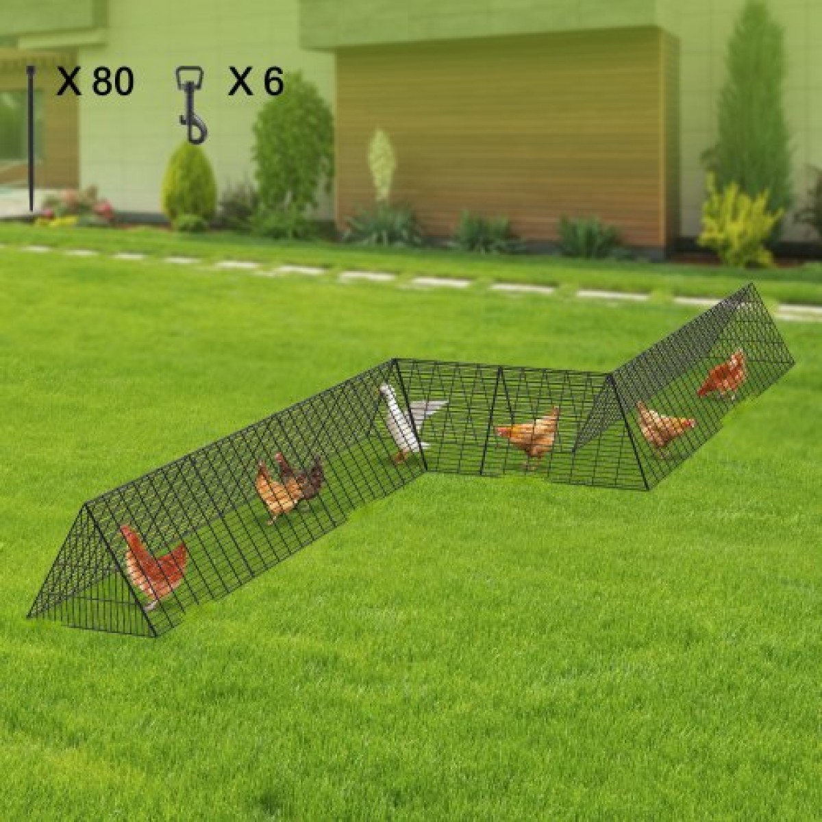 VEVOR Chicken Tunnels, 287 x 78,7 x 24,2 inch (LxWxH) Chicken Tunnels for Yard, Portable Chicken Tunnels for Outside with Corner Frames, 2 Set, Κατάλληλο για κοτόπουλα, πάπιες, κουνέλια