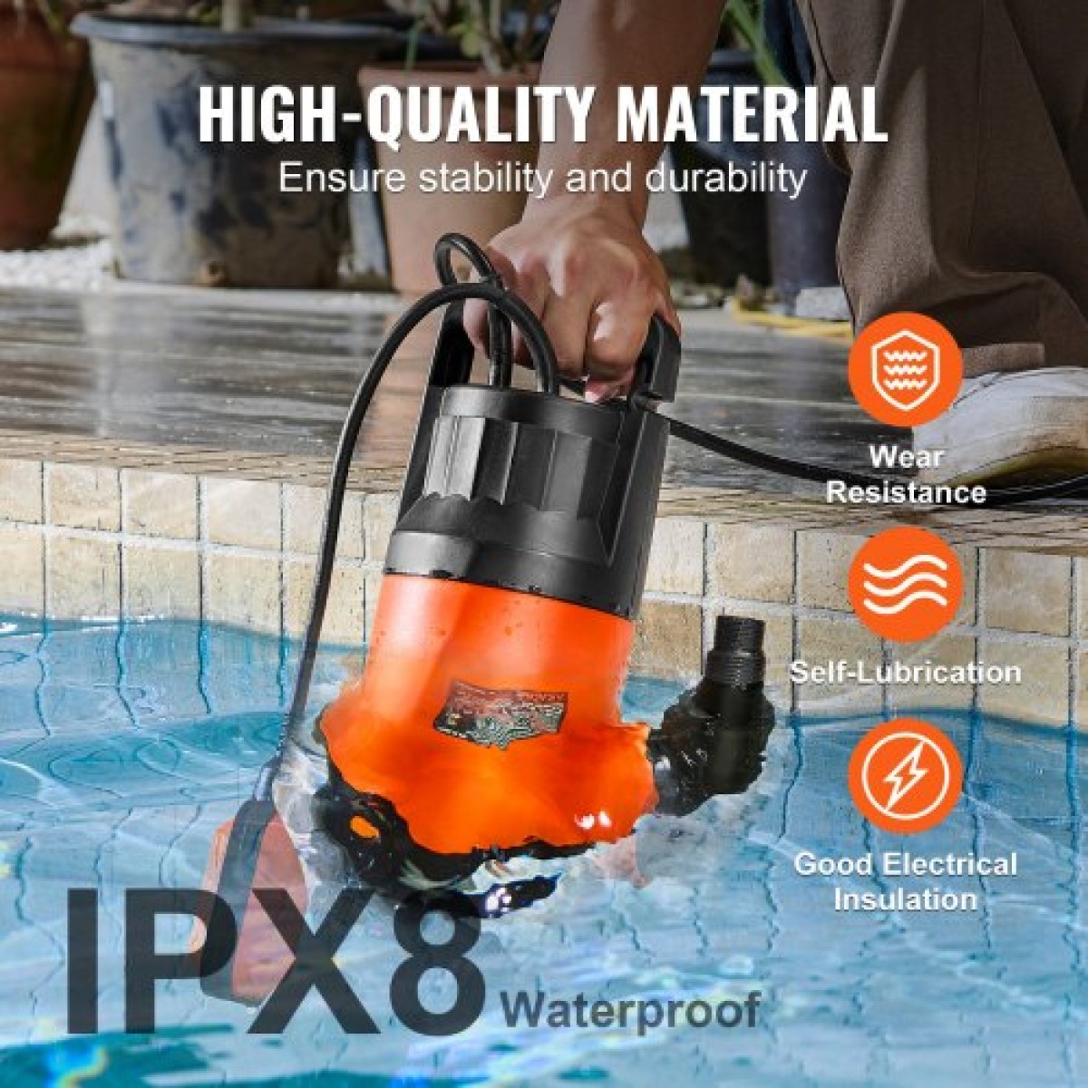 VEVOR Submersible Utility Pump Pump Pump Pump 400W 2510 GPH/9506 LPH 26 ft/7,9 m Head Water Pump