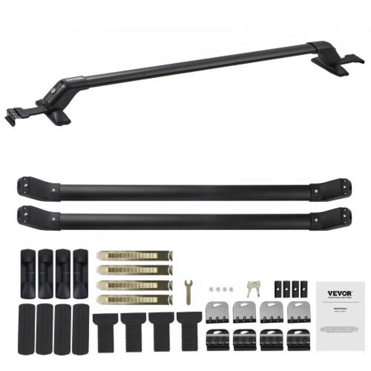 VEVOR Universal Roof Rack Cross Bars, Thickened Roof Rack Crossbars, Fit Roof With Side Rail, 70KG Loadity, Ρυθμιζόμενες ράβδοι γυμνής οροφής με κλειδαριές, για SUV, Sedan και Van