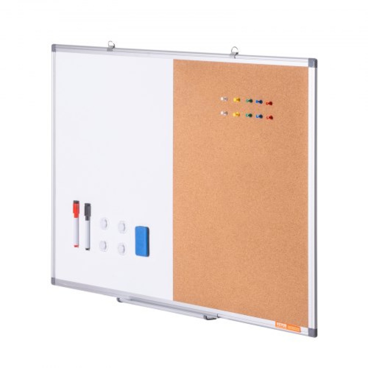 VEVOR 36" x 24" Whiteboard & Cork Combo με πλαίσιο αλουμινίου – Μαγνητικός πίνακας ανακοινώσεων 2 σε 1 Dry Dry Erase για βάση τοίχου – Ιδανικό για σχολείο, σπίτι, γραφείο