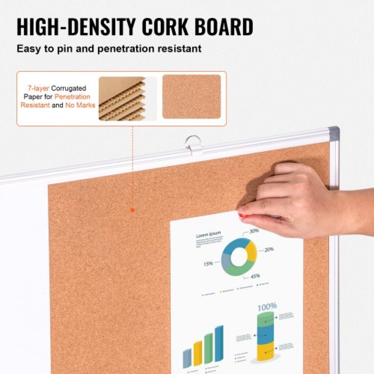 VEVOR 36" x 24" Whiteboard & Cork Combo με πλαίσιο αλουμινίου – Μαγνητικός πίνακας ανακοινώσεων 2 σε 1 Dry Dry Erase για βάση τοίχου – Ιδανικό για σχολείο, σπίτι, γραφείο