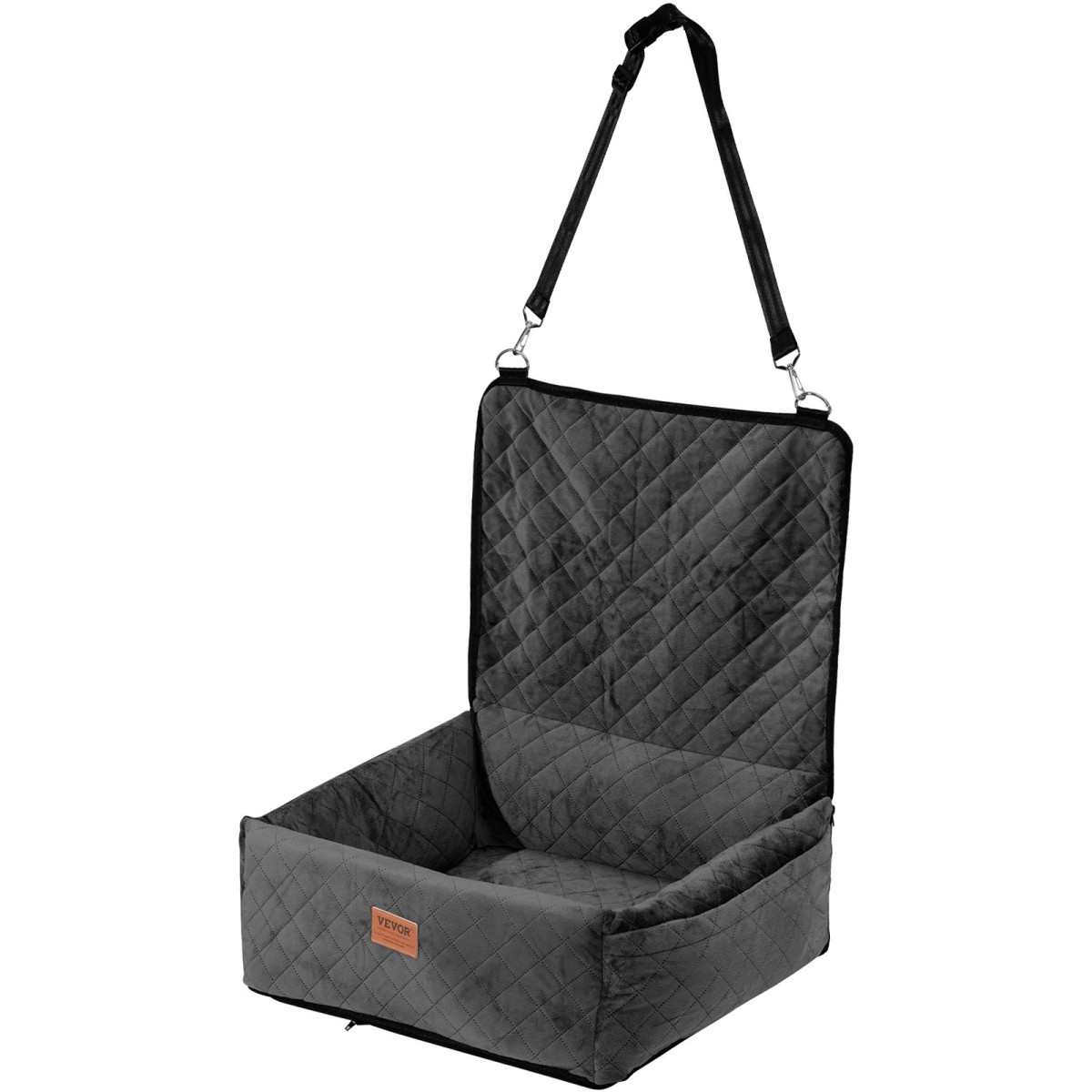 Κάθισμα αυτοκινήτου VEVOR Dog, Dog Booster Seat για αυτοκίνητο με τσέπη αποθήκευσης, λουρί ασφαλείας με κλιπ, γέμιση από σφουγγάρι και PP βαμβακερό, κρεβάτι αυτοκινήτου σκύλου για μικρό και μεσαίο σκύλο έως 40 λίβρες, Μαύρο