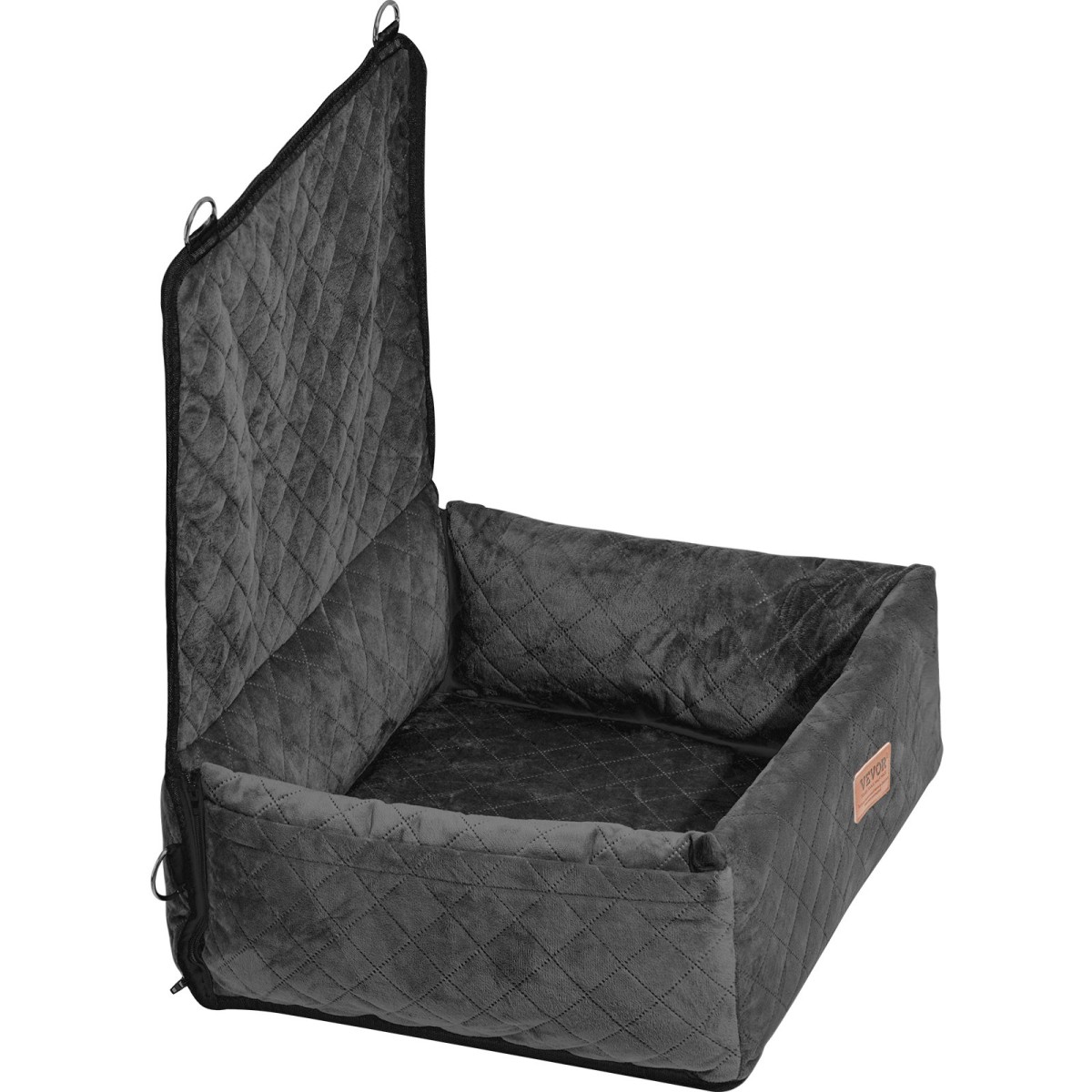 Κάθισμα αυτοκινήτου VEVOR Dog, Dog Booster Seat για αυτοκίνητο με τσέπη αποθήκευσης, λουρί ασφαλείας με κλιπ, γέμιση από σφουγγάρι και PP βαμβακερό, κρεβάτι αυτοκινήτου σκύλου για μικρό και μεσαίο σκύλο έως 40 λίβρες, Μαύρο