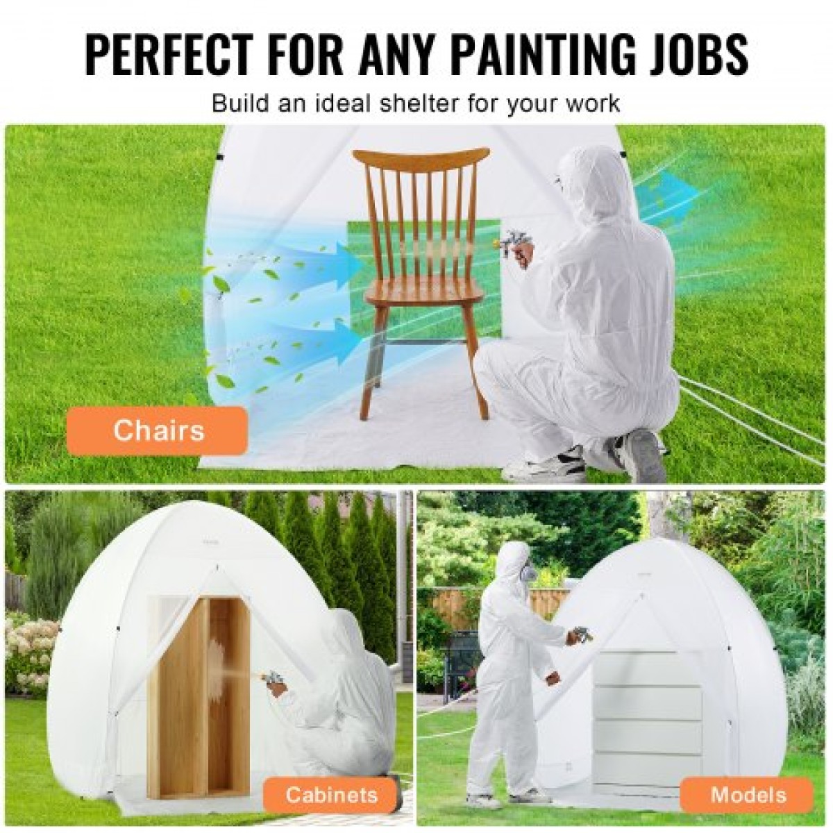 VEVOR Spray Paint Shelter Portable Spray Paint Tent Booth 152,4x152,4x177,8 cm Pop Up