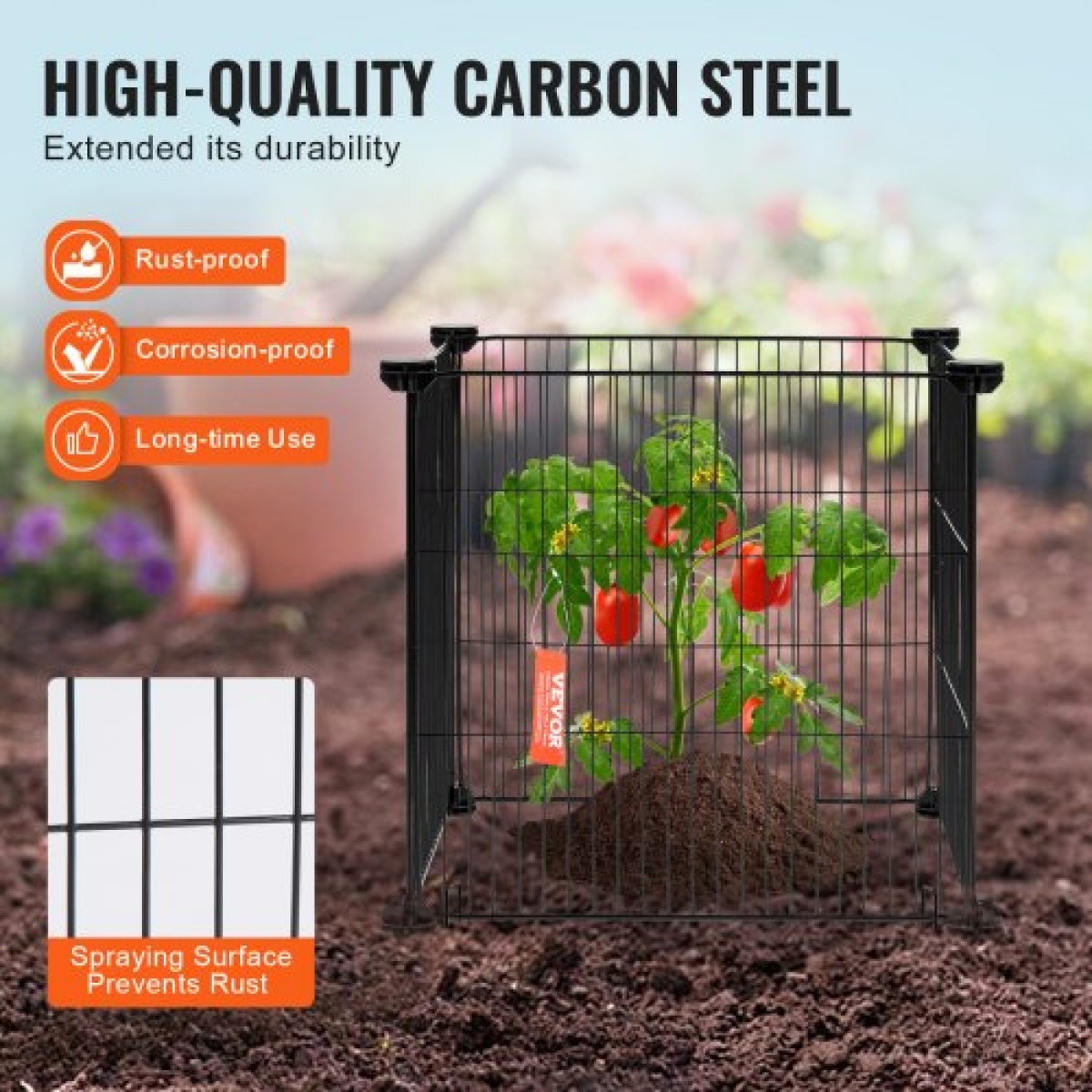 VEVOR 5 Pack Plant Protector from Animals, 15,35'' x 15,35'' Chicken Wire Protect Plant Protector, Φυτικά κλουβιά για φυτά εξωτερικού χώρου, λουλούδια & λαχανικά, Keeps Bunny Chicken Squirrels Out, 20 τμχ Μεταλλικό Πλέγμα