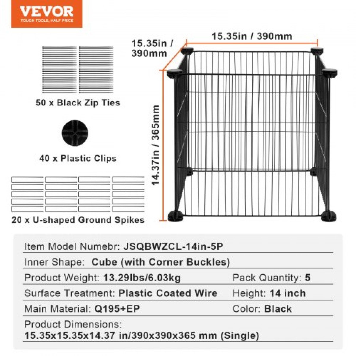 VEVOR 5 Pack Plant Protector from Animals, 15,35'' x 15,35'' Chicken Wire Protect Plant Protector, Φυτικά κλουβιά για φυτά εξωτερικού χώρου, λουλούδια & λαχανικά, Keeps Bunny Chicken Squirrels Out, 20 τμχ Μεταλλικό Πλέγμα