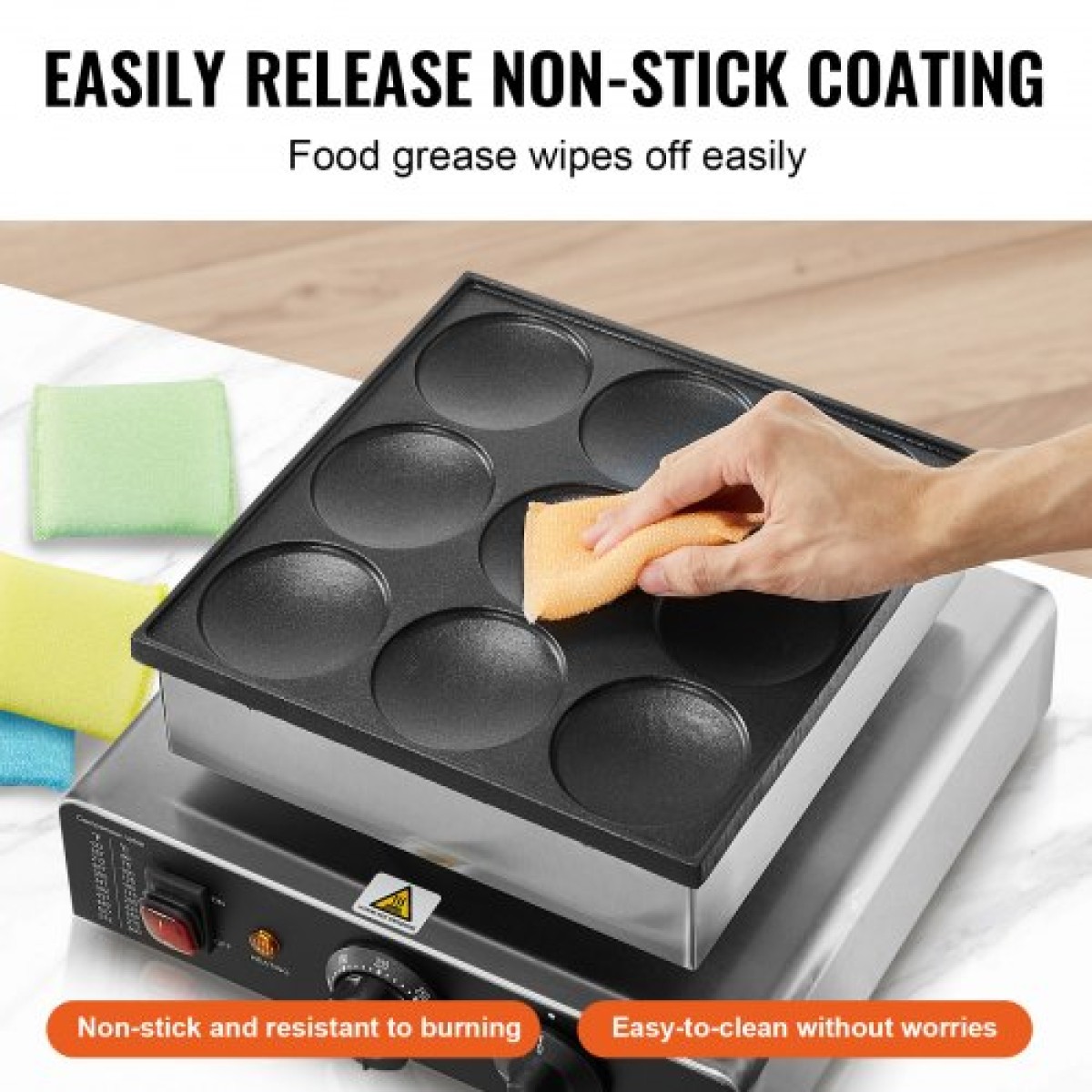 VEVOR Dutch Pancake Maker, 9 ΤΕΜ. 76mm Διάμετρος Dorayaki Baker Machine, 850W Commercial Electric Poffertjes Grill, αντικολλητικό ανοξείδωτο ατσάλι, Temp & Time Control, για κουζίνα στο σπίτι Εστιατόριο Σνακ Μπαρ