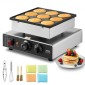VEVOR Dutch Pancake Maker, 9 ΤΕΜ. 76mm Διάμετρος Dorayaki Baker Machine, 850W Commercial Electric Poffertjes Grill, αντικολλητικό ανοξείδωτο ατσάλι, Temp & Time Control, για κουζίνα στο σπίτι Εστιατόριο Σνακ Μπαρ
