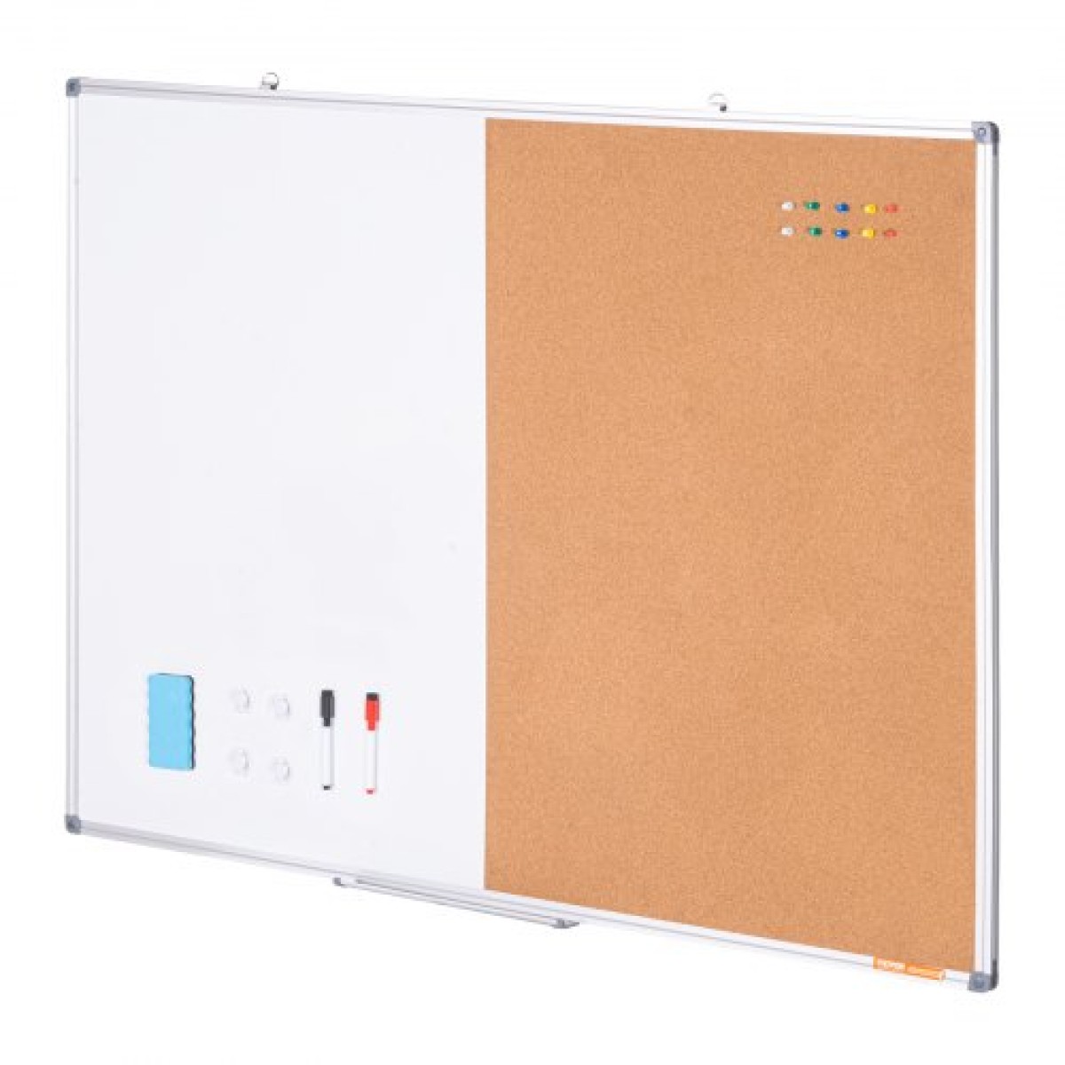 VEVOR 48"x 36" Whiteboard & Cork Combo με πλαίσιο αλουμινίου – Μαγνητικός πίνακας ανακοινώσεων 2 σε 1 Dry Dry Erase για βάση τοίχου – Ιδανικό για σχολείο, σπίτι, γραφείο
