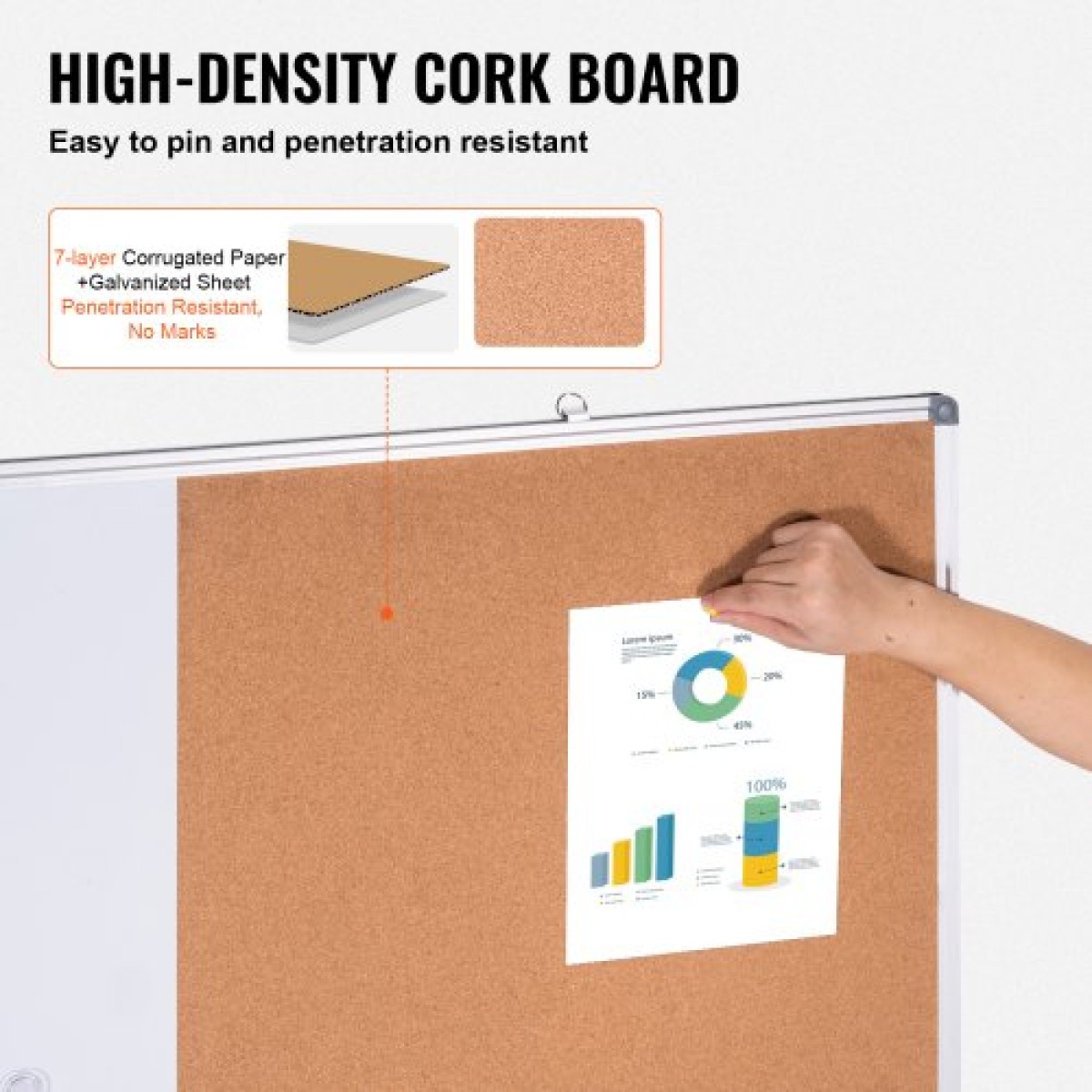 VEVOR 48"x 36" Whiteboard & Cork Combo με πλαίσιο αλουμινίου – Μαγνητικός πίνακας ανακοινώσεων 2 σε 1 Dry Dry Erase για βάση τοίχου – Ιδανικό για σχολείο, σπίτι, γραφείο