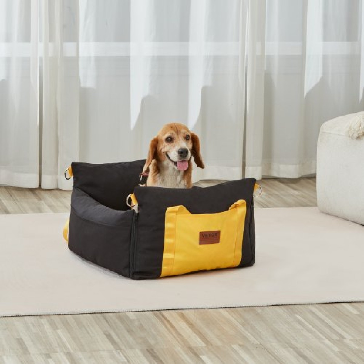 Κάθισμα αυτοκινήτου VEVOR Dog, Αδιάβροχο Booster Κάθισμα για Αυτοκίνητο με Πλαϊνά Χερούλια και Αποθηκευτική Τσέπη, Λουρί ασφαλείας με κλιπ και γέμιση από βαμβάκι PP, Κρεβάτι αυτοκινήτου σκύλου για μικρό σκύλο έως 25 κιλά, Μαύρο
