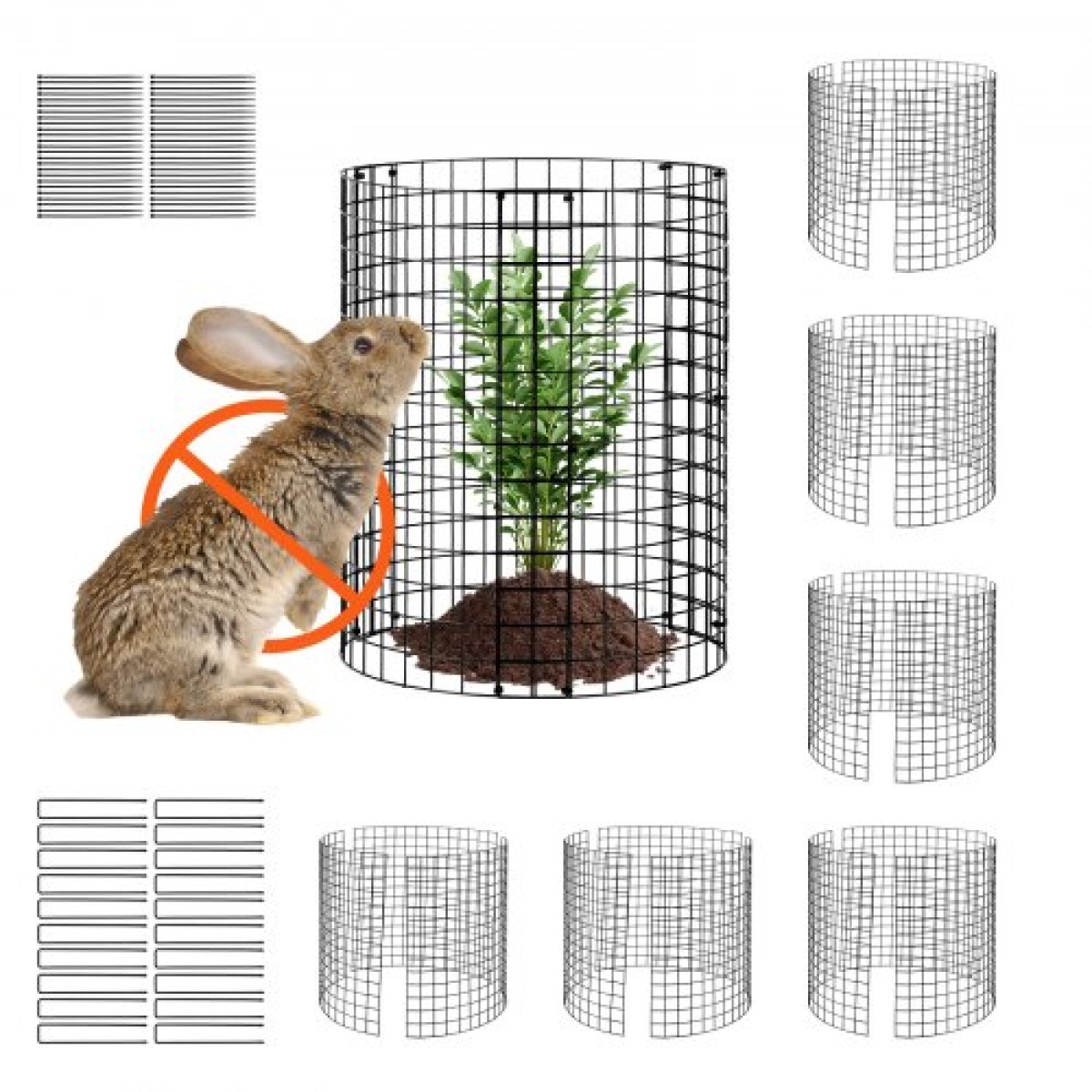 VEVOR 6 Pack Plant Protector from Animals, 12,6'' Διάμετρος.x 14'' H Chicken Wire Plant Protector, Κλουβιά φυτών για φυτά εξωτερικού χώρου, λουλούδια και λαχανικά, Keeps Bunny Chicken Squirrels Out, 18 τμχ Μεταλλικό Πλέγμα