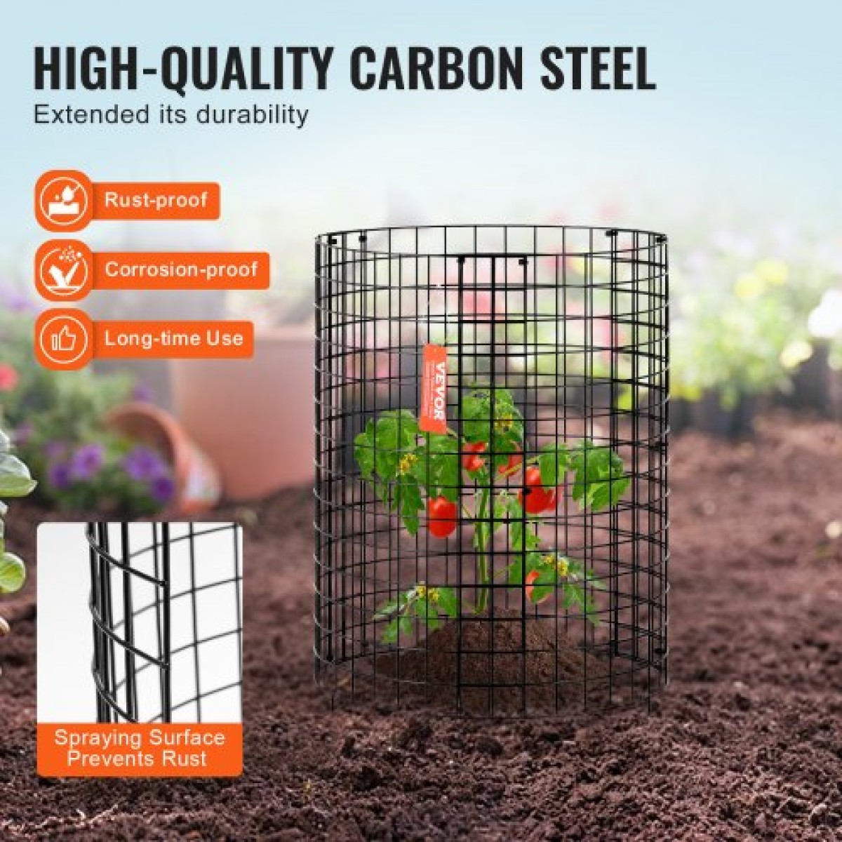 VEVOR 6 Pack Plant Protector from Animals, 12,6'' Διάμετρος.x 14'' H Chicken Wire Plant Protector, Κλουβιά φυτών για φυτά εξωτερικού χώρου, λουλούδια και λαχανικά, Keeps Bunny Chicken Squirrels Out, 18 τμχ Μεταλλικό Πλέγμα