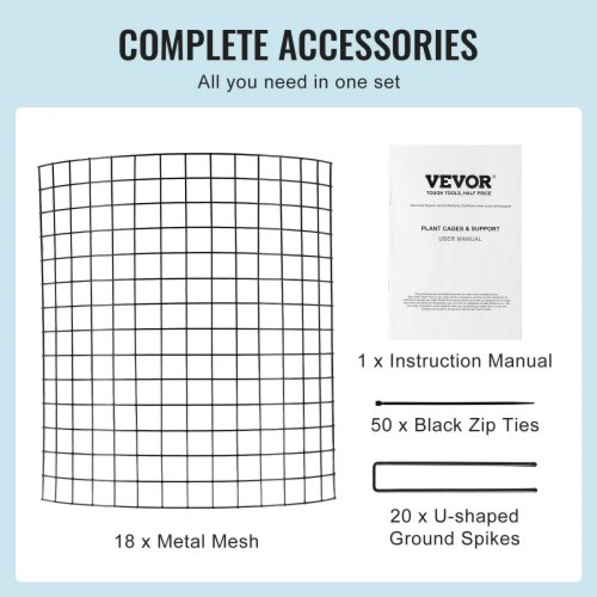 VEVOR 6 Pack Plant Protector from Animals, 12,6'' Διάμετρος.x 14'' H Chicken Wire Plant Protector, Κλουβιά φυτών για φυτά εξωτερικού χώρου, λουλούδια και λαχανικά, Keeps Bunny Chicken Squirrels Out, 18 τμχ Μεταλλικό Πλέγμα