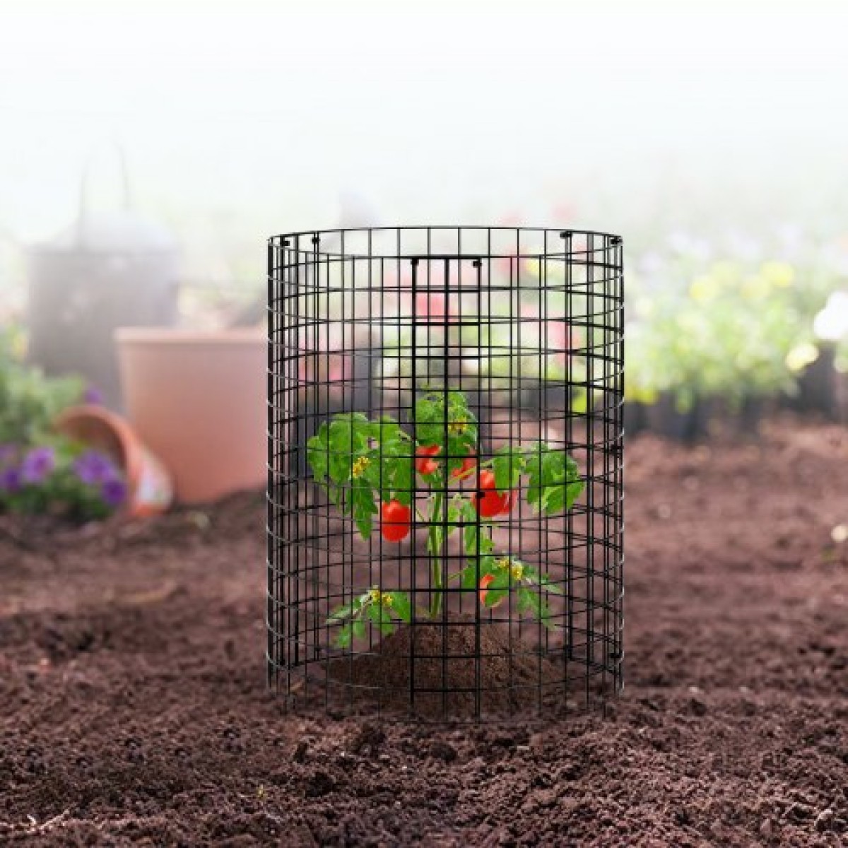 VEVOR 6 Pack Plant Protector from Animals, 12,6'' Διάμετρος.x 14'' H Chicken Wire Plant Protector, Κλουβιά φυτών για φυτά εξωτερικού χώρου, λουλούδια και λαχανικά, Keeps Bunny Chicken Squirrels Out, 18 τμχ Μεταλλικό Πλέγμα