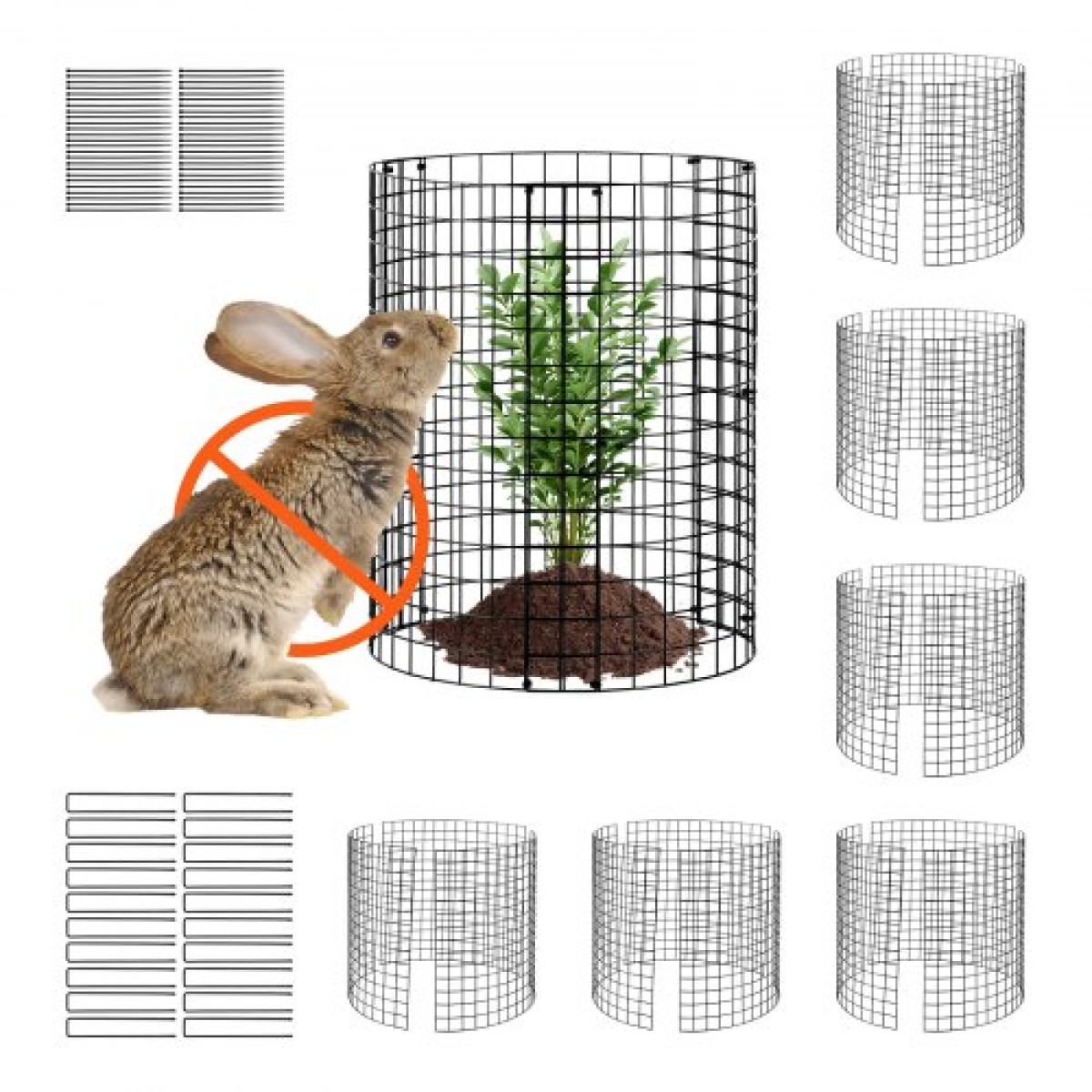 VEVOR 6 Pack Plant Protector from Animals, 12,6'' Διάμετρος.x 14'' H Chicken Wire Plant Protector, Κλουβιά φυτών για φυτά εξωτερικού χώρου, λουλούδια και λαχανικά, Keeps Bunny Chicken Squirrels Out, 18 τμχ Μεταλλικό Πλέγμα