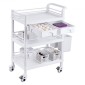 VEVOR 3 Tiers Lab Carts, Lab Utility Cart με 3 Trays & 4 Silent Wheels, Mobile Medical Cart with PP Material, Lab Rolling Cart with 3 Trash Cans for Lab, Clinic, Hospital, Salon, White